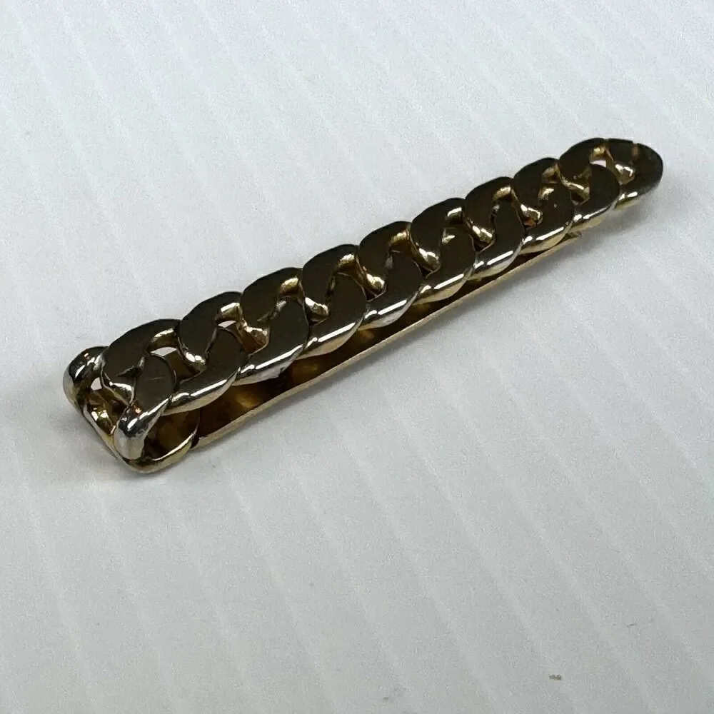 Vintage SWANK Gold Tone Chain Link Tie Bar Men’s Classic Formal Jewelry